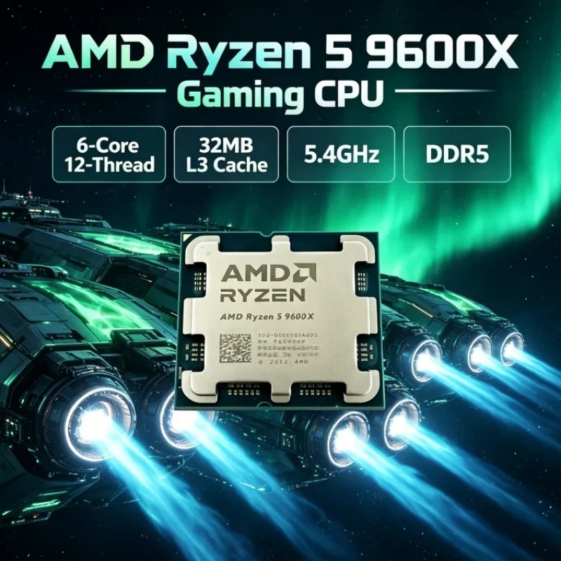 AMD Ryzen 5 9600X 6-Core 12-Thread Desktop Processor 65W Socket AM5 Up To 5.4GHz DDR5 Unlocked 4NM 32MB L3 Cache