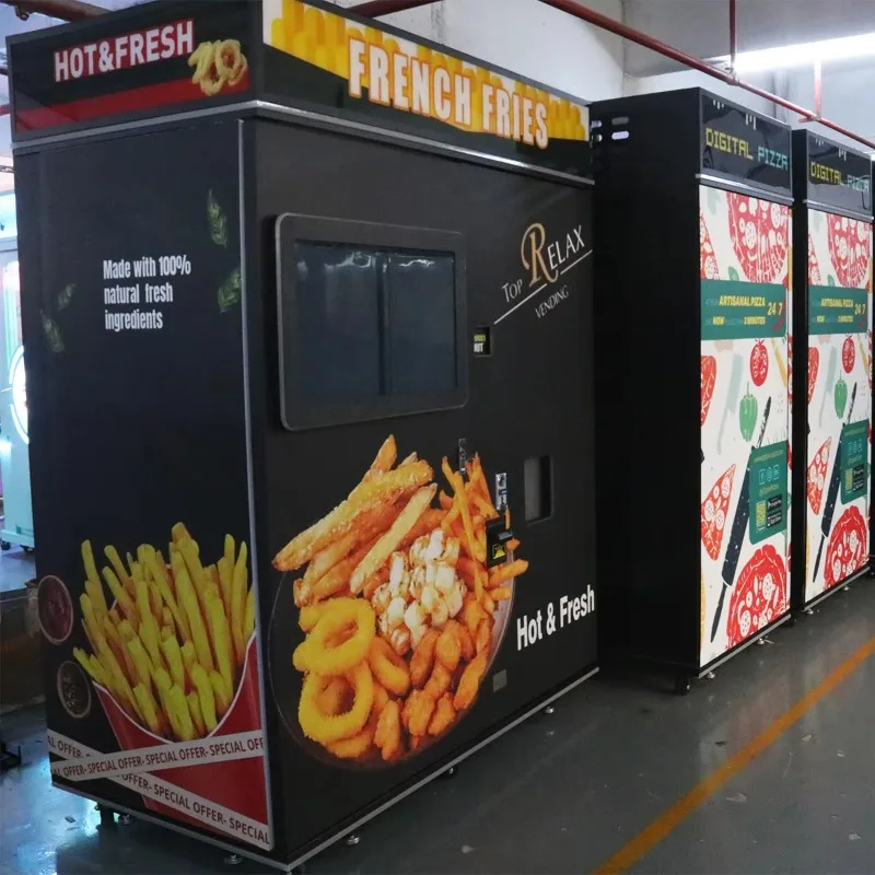 Customized French Fries & Nuggets Multi-Food Vending Machine Touchscreen 120 Boxes Capacity Remote Monitoring