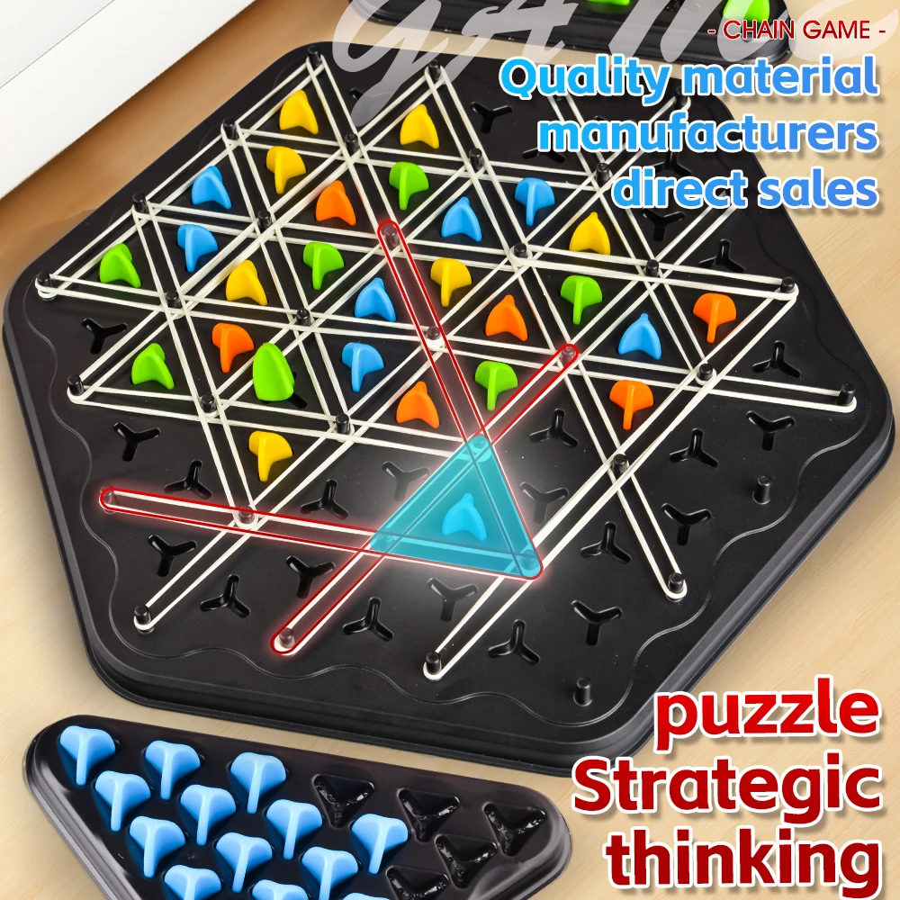 Dreieck-Ketten-Brettspiel, lustiges Puzzle-Desktop-Mehrspieler-Spiel, zur Förderung des logischen Denkens, Familien-Partyspiel