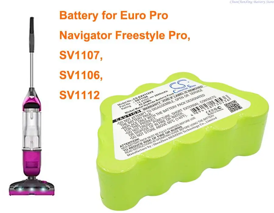 14.4V 3000mAh Vacuum Battery XBT1106 for Euro Pro/Shark Navigator Freestyle Pro, SV1106, SV1107, SV1112, XB-1100, SV1115,SV-1107