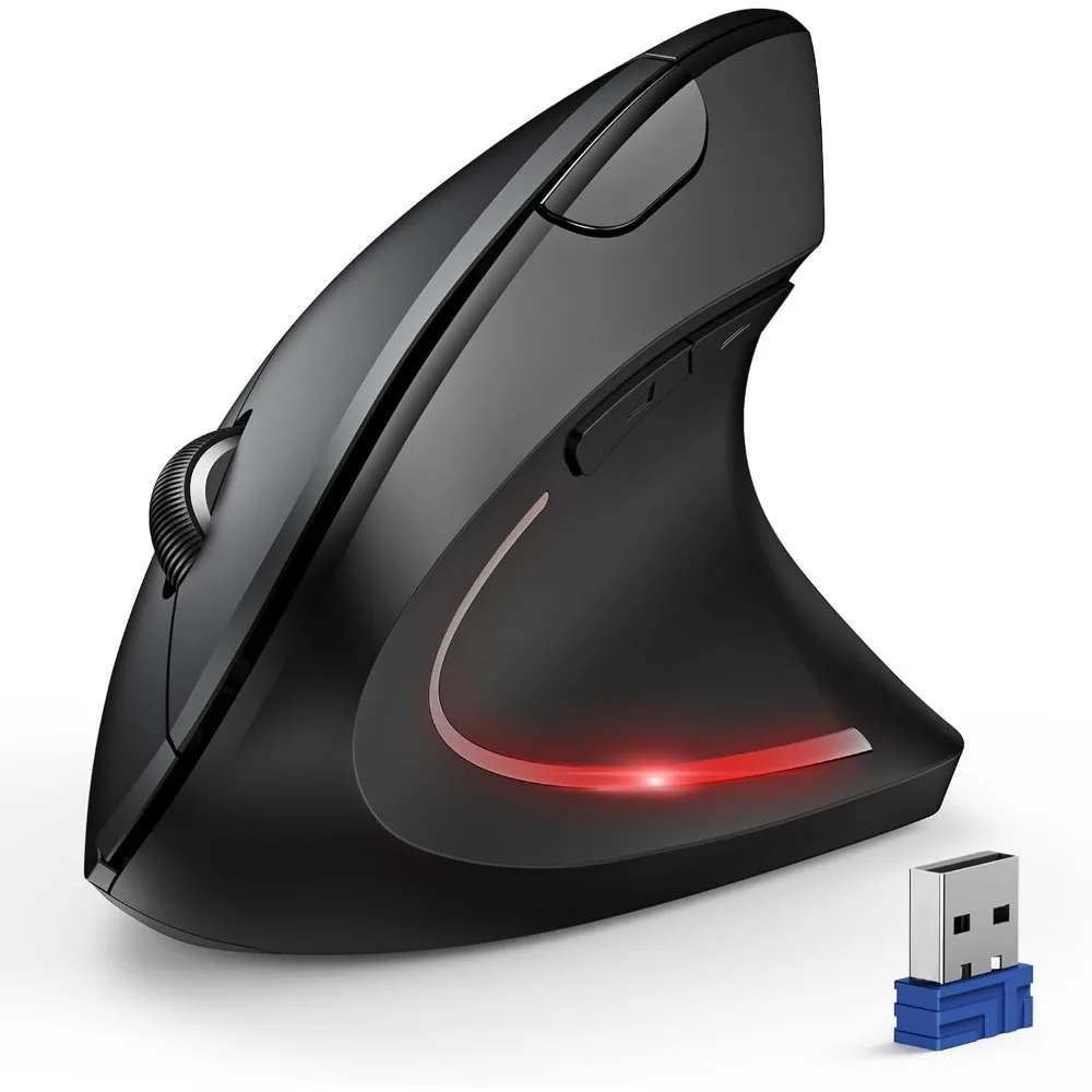 Wireless Vertical Mouse with Adjustable DPI and Quiet Clicks for Ergonomic Comfort and 12-Month Battery Life
