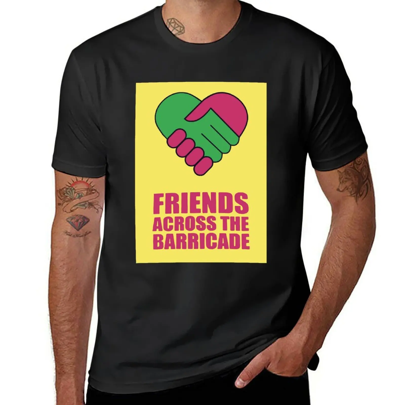 New Friends Across The Barricade T-Shirt sports fan t-shirts Oversized t-shirt aesthetic clothes mens t shirt