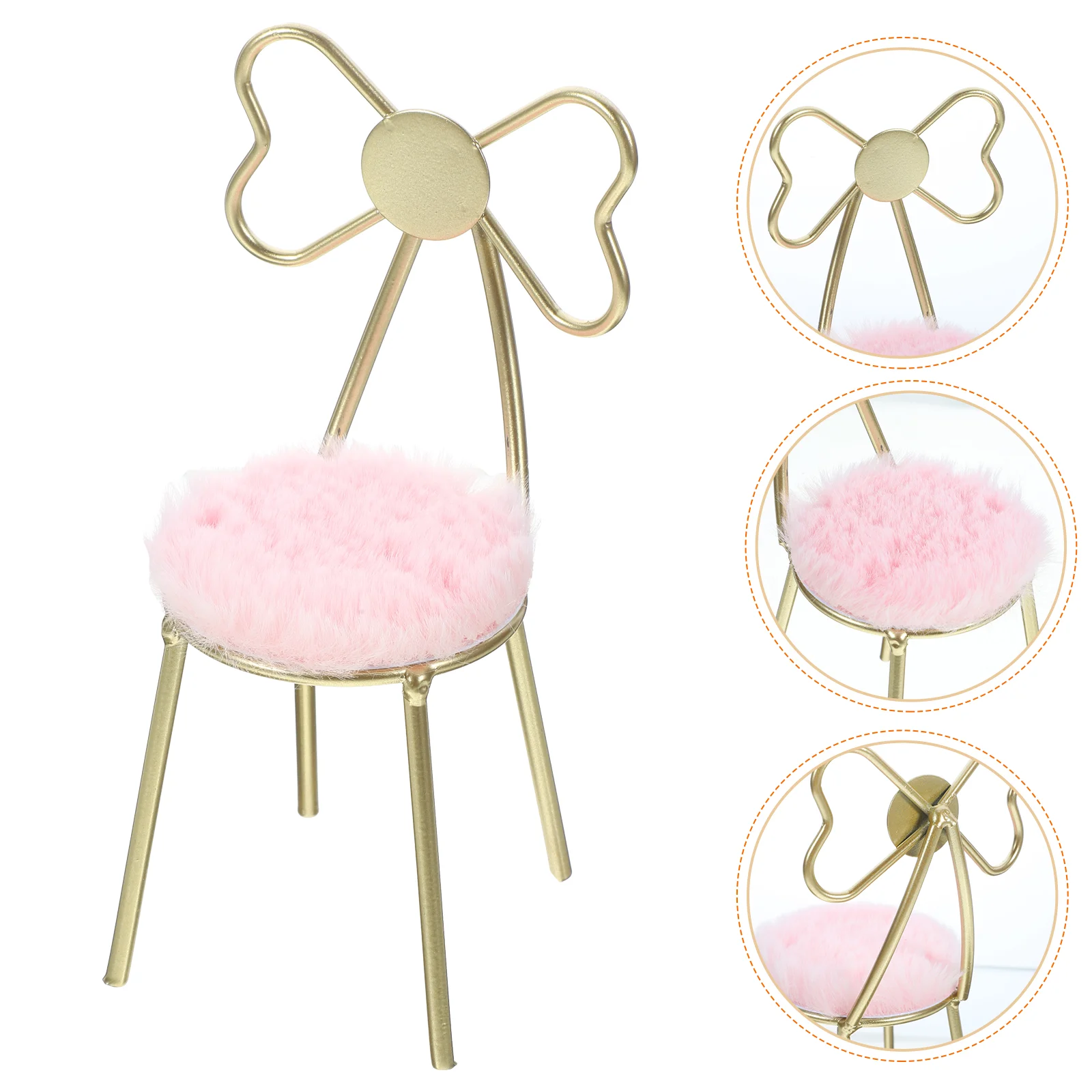 Mini Furniture Miniature Dressing Chair with Cushion Model House Decor