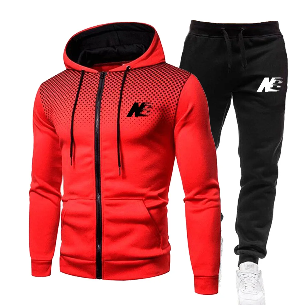 Men\'S Sports Suits Fashion Zipper Jackets Pants Sets Spring Autumn Fleece Hoodies Sweatpants Outdoor Fitness Workout Sportswear