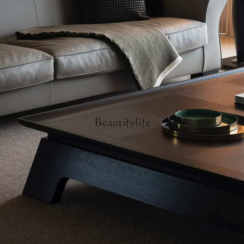 13Italian coffee table Modern simple rectangular square New Chinese coffee table, black oak