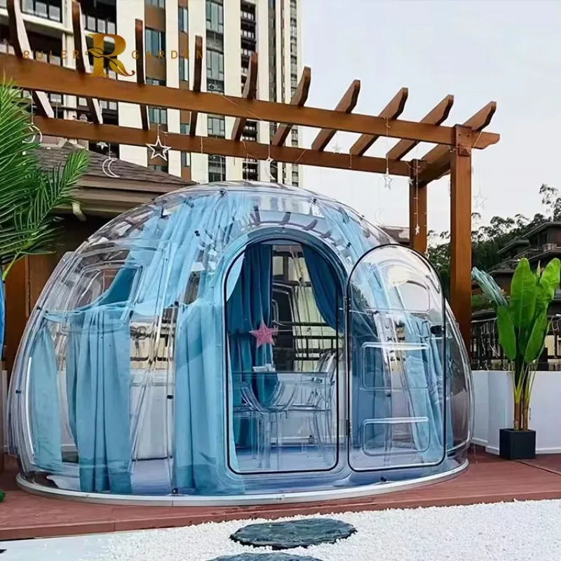 Inflatable Bubble Tent Clear Starry Sky House Outdoor Luxury Glamping Dome Camping Shelter With Tunnel Garden Room