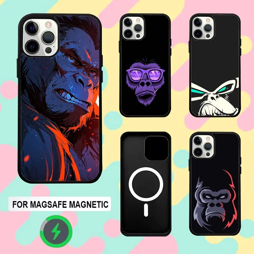 

G-Gorilla Art Design Phone Case For iPhone 16e,16,15,14,13,12,11,Plus,Pro,Max,Mini Magsafe Magnetic Wireless Charging