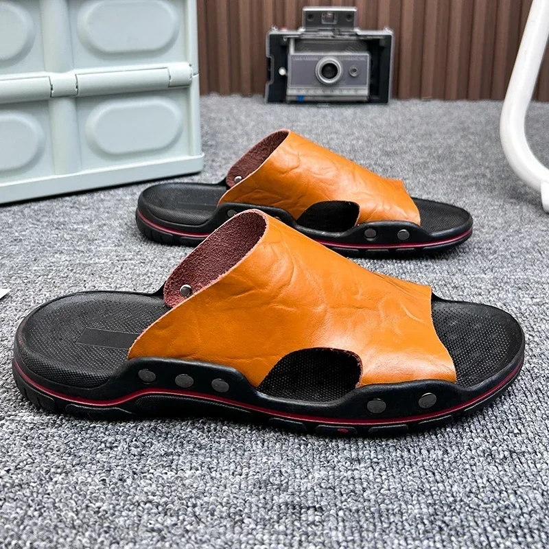 Männer Hausschuhe Männer Strand Rutschen EVA Flip-Flops Leichte Bequeme Pu Leder Reise Hausschuhe Männer Sommer Schuhe Mann Sandalen – Detail 7