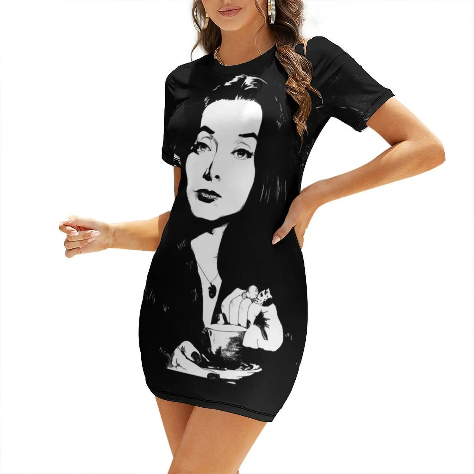 Morticia Addams Short Sleeved Dress birthday dresses for women summer dress Dress