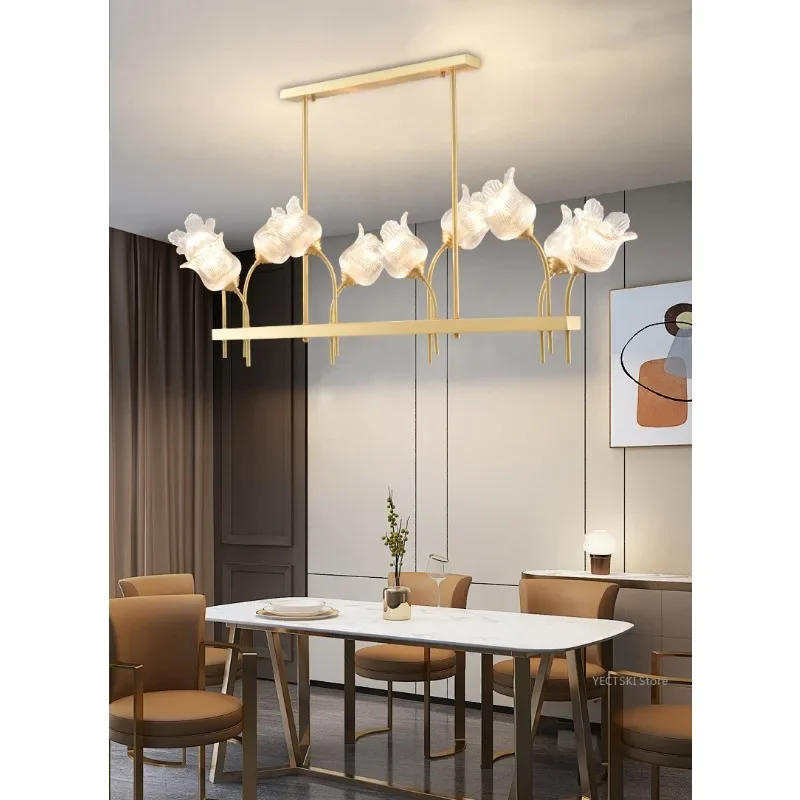 GHJUYIOL Living room, high-end feel, living room, glass flower, light luxury style, bedroom, living room, dining pendant light