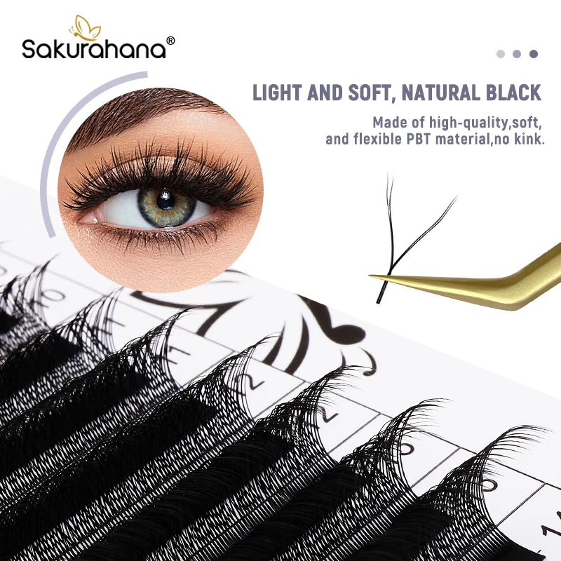 

Sakurahana YY Eyelash Extension Premium PBT Double Layer YY Lashes Ultra Soft Featherlight False Mink Eyelashes