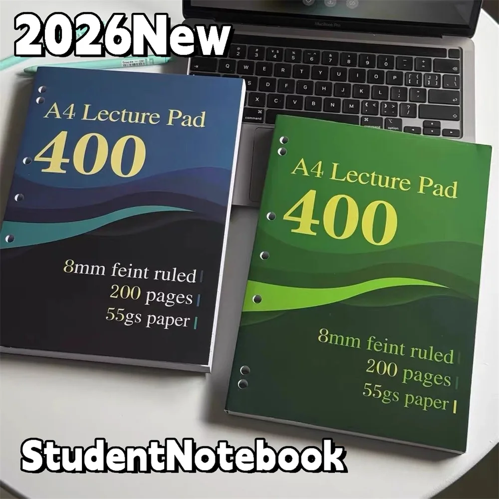 

2026 New 200 Page Thick Notebook Student Stationery Horizontal Homework Notebook Practical Exam Notebook Back To School Supplies