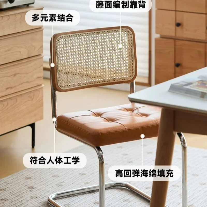 Nordisch, schlicht, Esszimmerstuhl, Zuhause, Schreibtischstuhl, Hocker, leichter Luxus, Retro, Rattan, komplett aus Massivholz, Schmiedeeisen, Rückenlehnenstuhl