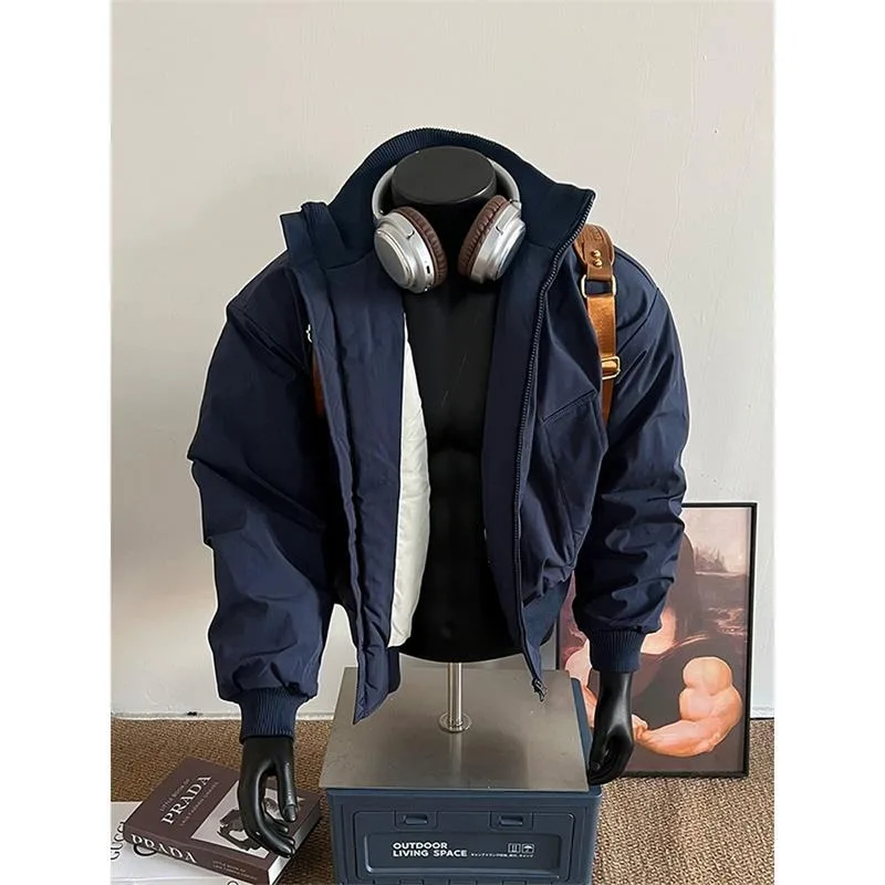 شتاء جديد الرجال الدافئة القطن Jaet الوقوف طوق فضفاض Thiened Faionable ملابس خارجية غير رسمية أعلى الشباب ألياف البوليستر #4