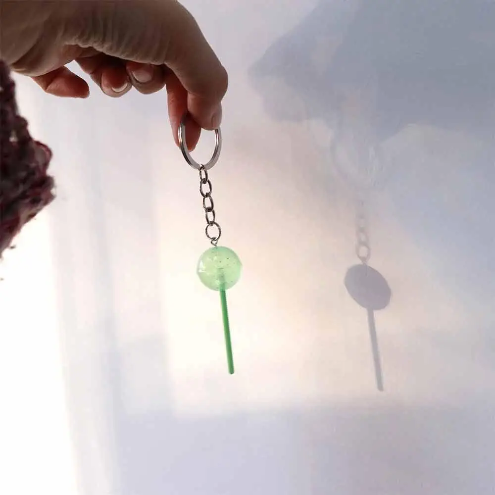 3D Food Lollipop Keychain Jelly-colored Bag Ornaments Simulation Lollipop Transparent Resin Candy Key Rings Handbag Pendants