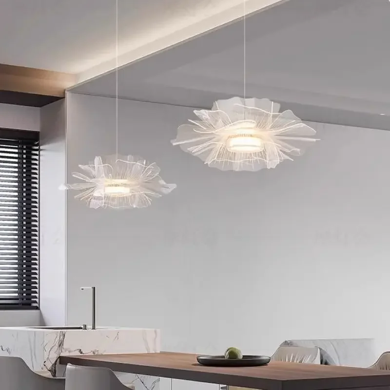 Lampes suspendues d'art de pétale minimaliste italien, salle à manger, lustre pour chambre à coucher, bar, lampe à LED, luminaires de décoration intérieure