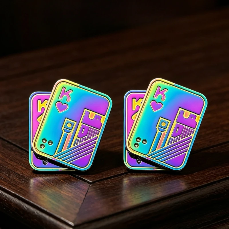 Magnetic Push Card Pushing Plate Mechanical Slider Haptic Coin Metal Anti Stress Reducing Sensory Toy Mini Fidget Relieve Adults
