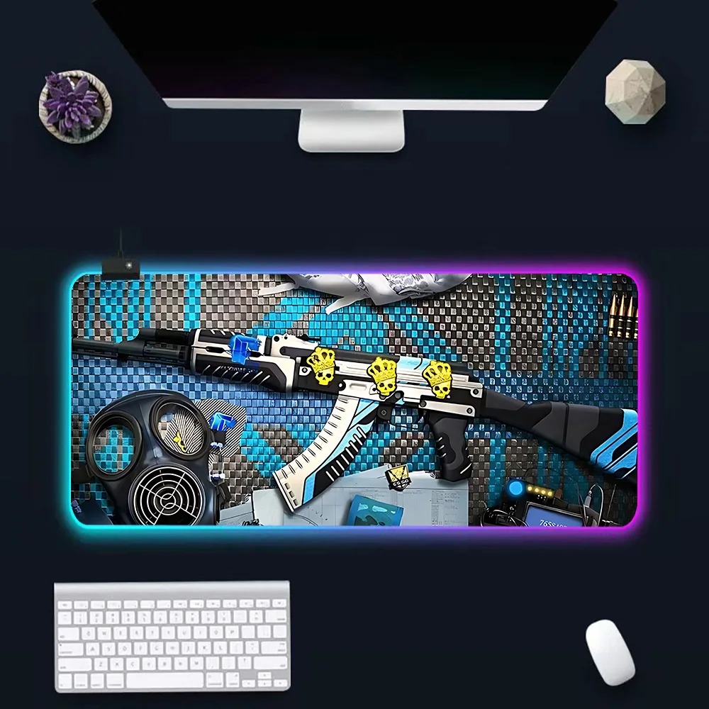 CS GO RGB Pc Gamer Keyboard Mouse Pad Mousepad LED Glowing Mouse Mats Rubber Gaming Computer Mausepad