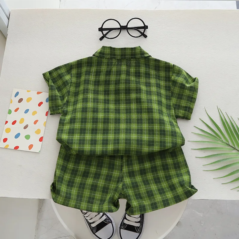 New Summer Baby Clothes Suit Children Boys Plaid Shirt Shorts 2Pcs/Sets Infant Clothing Toddler Casual Costume Kids Tracksuits