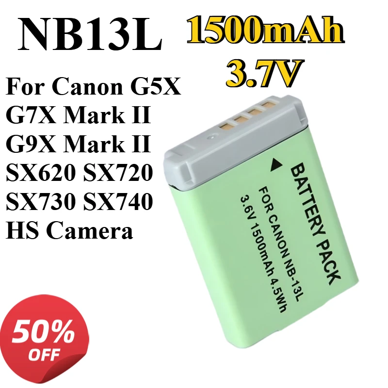

1500mAh 3.7V NB13L Replacement Battery Compatible with Canon G5X G7X Mark II G9X Mark II SX620 SX720 SX730 SX740 HS Camera