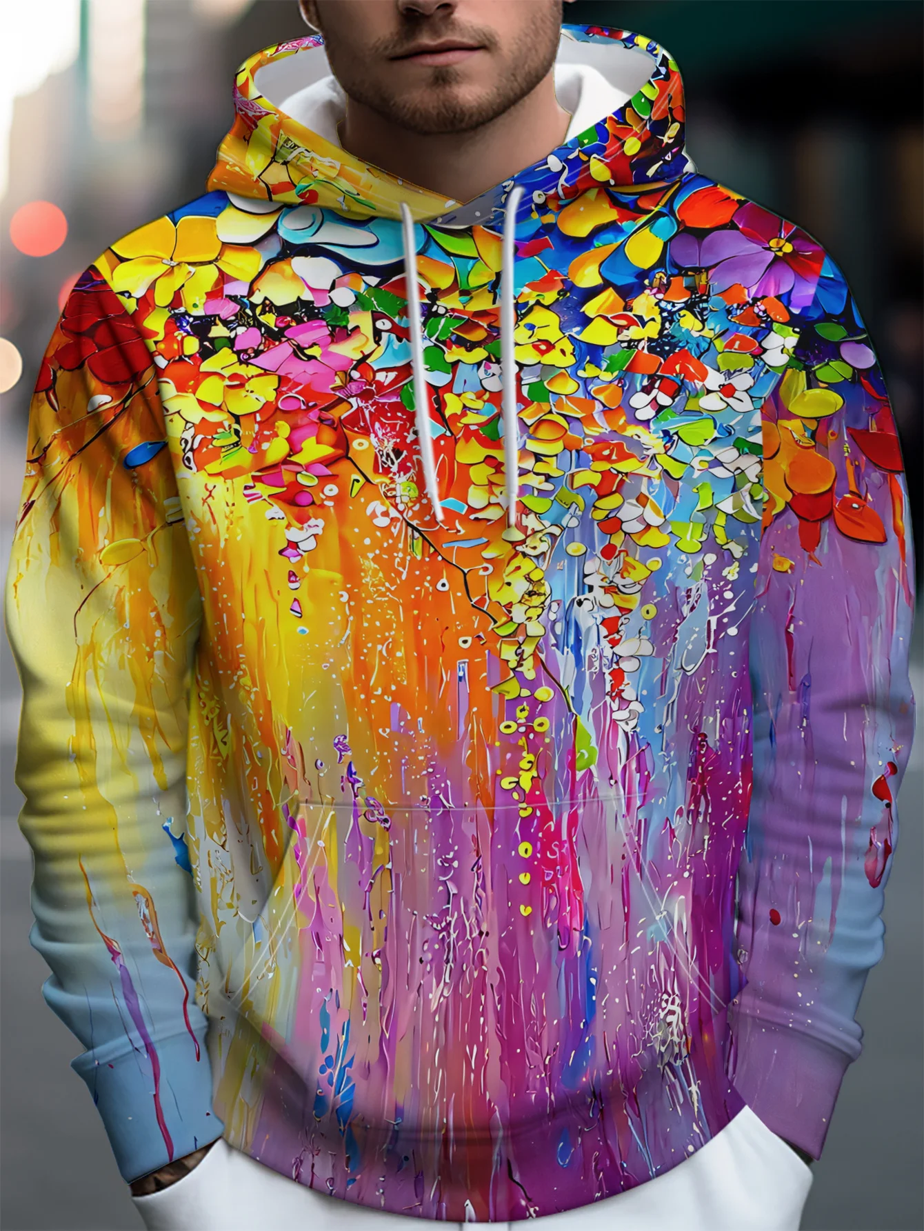 Men's Hoodie Autumn Oversized 3D All Over Print Paint Splatter Abstract Art Graffiti Long Sleeve Streetwear Casual Men Clothing