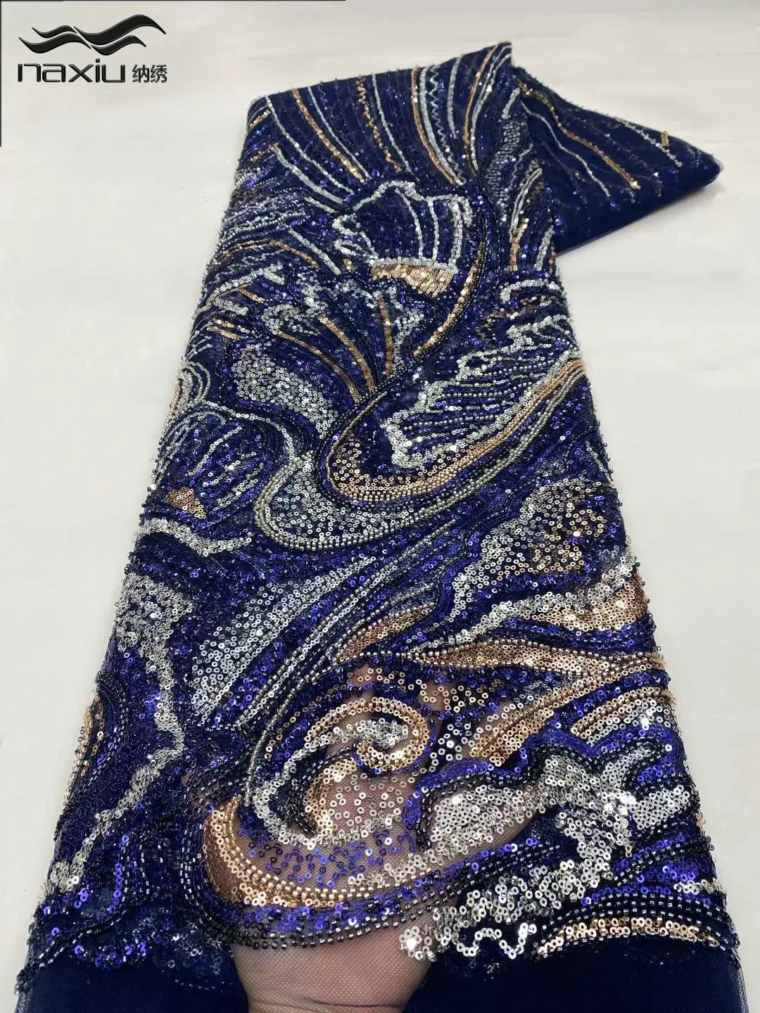 

Madison Beautiful Nigerian Sequins Party Lace African Beads Lace Fabric 2026 High Quality 5 Yards African French Tulle Net Lace