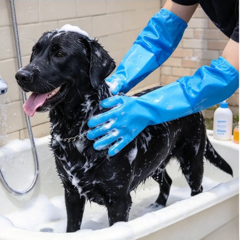 Pet Bath Gloves, Dog and Cat Bath Tools, Dog Scrubbing and Massage Brushes, Extended Scratch and Bite Resistance