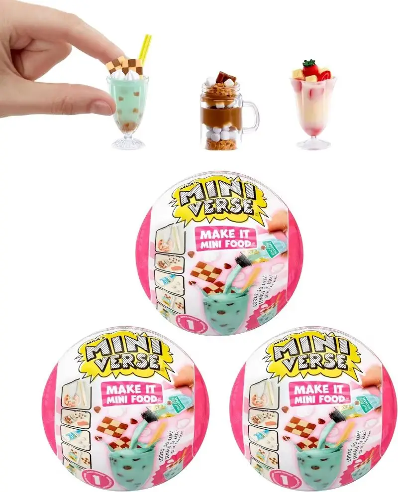 MINISO DIY Verse Make It Mini Food Diner Series 1 Ice Cream Shop Bundle Mini Collectibles Resin Play Toy Set Gifts for Girls