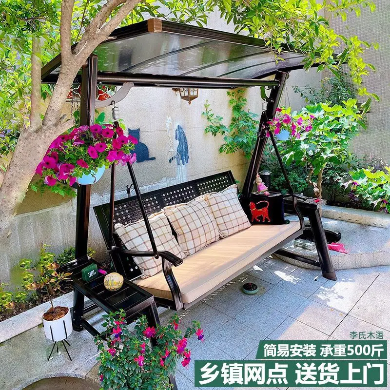 Outdoor swing outdoor courtyard home hanging chair double rocking chair indoor children balcony hanging basket chair wrought iro