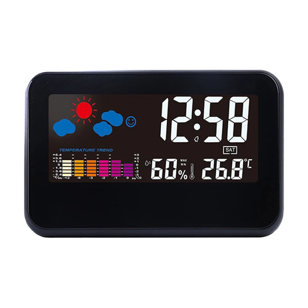 Adjustable Brightness Night Light Desktop Clock Temperature Humidity Monitor Adjustable Night Light Battery-Operated Clock