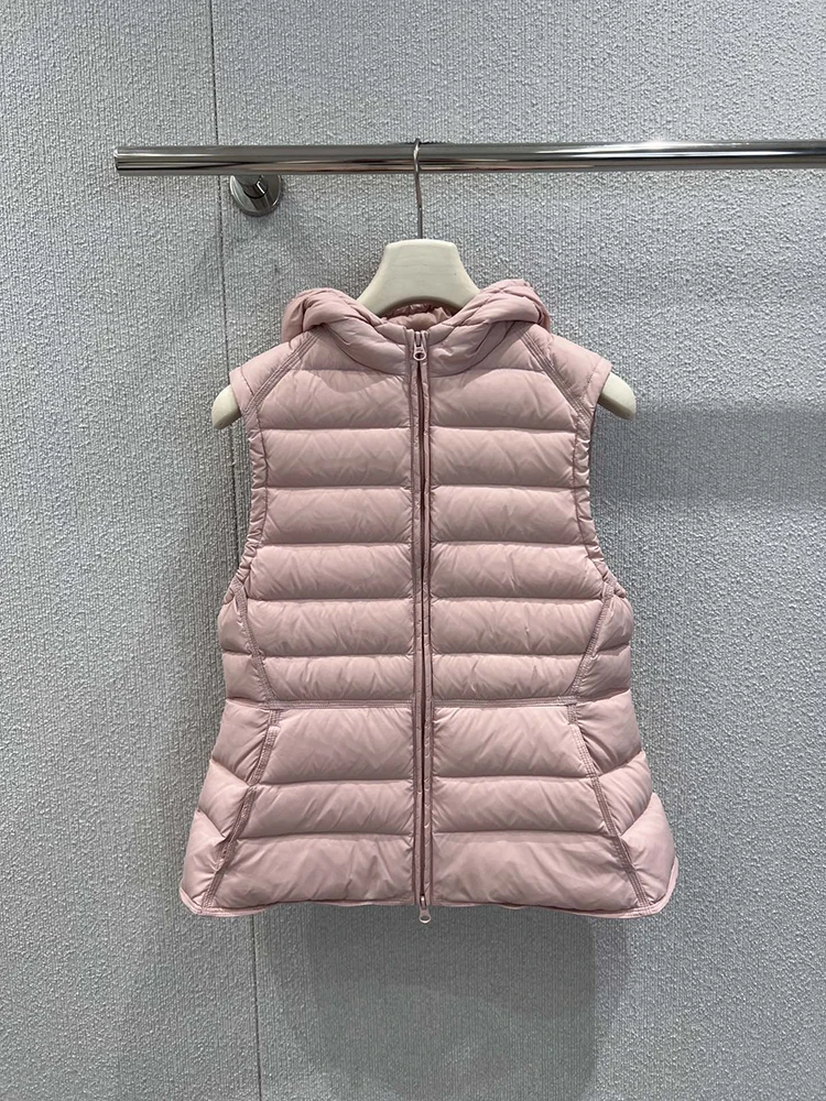 SVORYXIU Autumn winter New style Leisure Style Fried Spare Ribs Hooded collar Down Vest Woman Fashion white Keep warm Down Vest