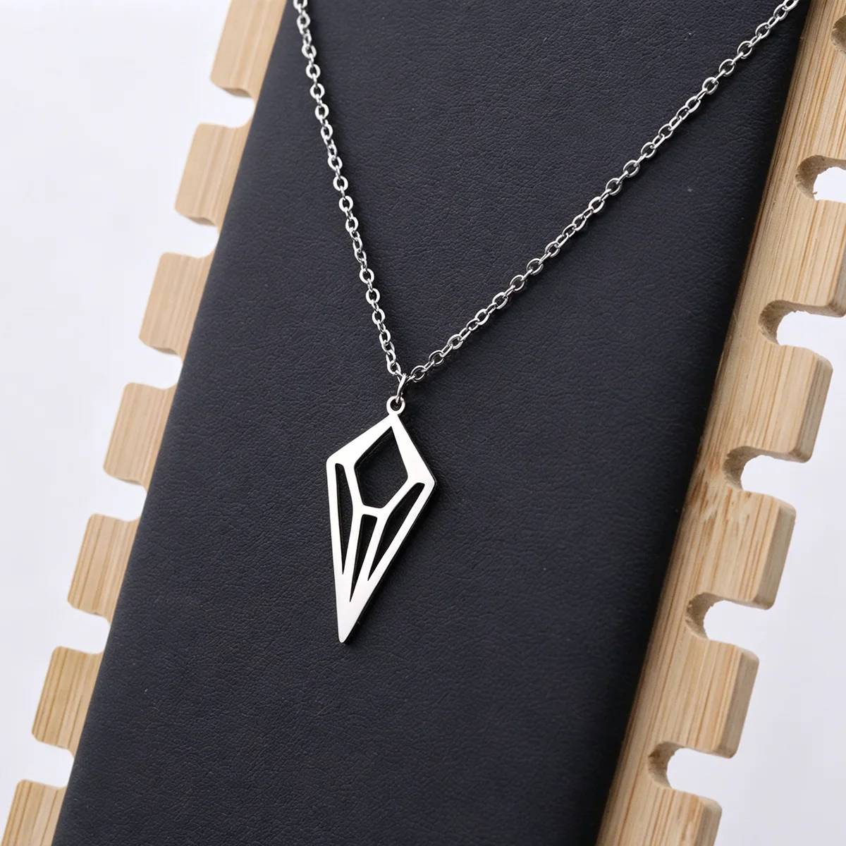 Todorova Inverted Triangle Pendant Necklace Geometric Stainless Steel Chain Elegant Party Jewelry For Women Necklace