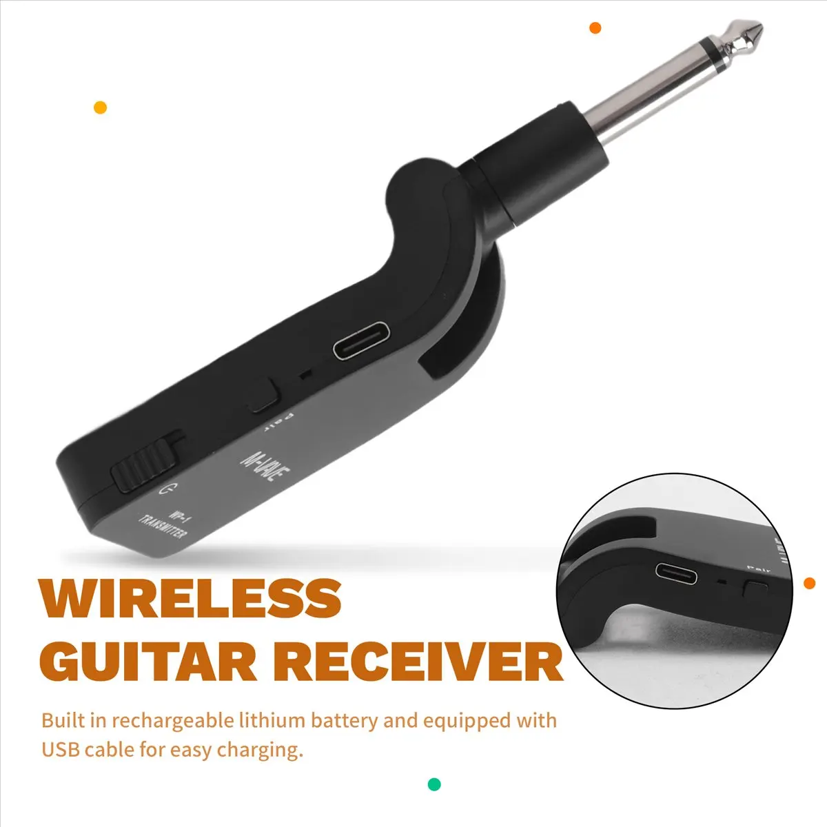 

M85K -1 2.4G Wireless Guitar System Transmitter & Receiver Rechargeable 30M Transmission Range for Electric Guitar