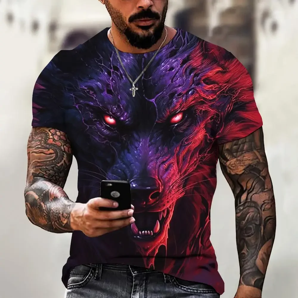 Wolf T-Shirt 3d Digital Animal Print Graphic camisa hombre Causal Tees Short Sleeves Comfortable Pullover Tops Men\'s Clothing