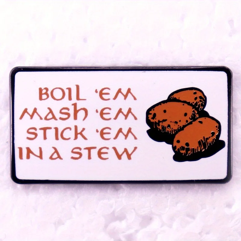 Interesting Potatoes Boiled Mashed Stewed Brooch Fun Badges Lapel Pin Style Perfect