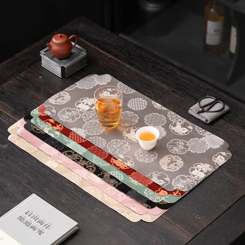 

Chinese Style Tea Towel Tea Waterproof Table Mats Creative Brocade Rabbit Drink Coaster Table Mat Fresh Tea Towel Napkins New