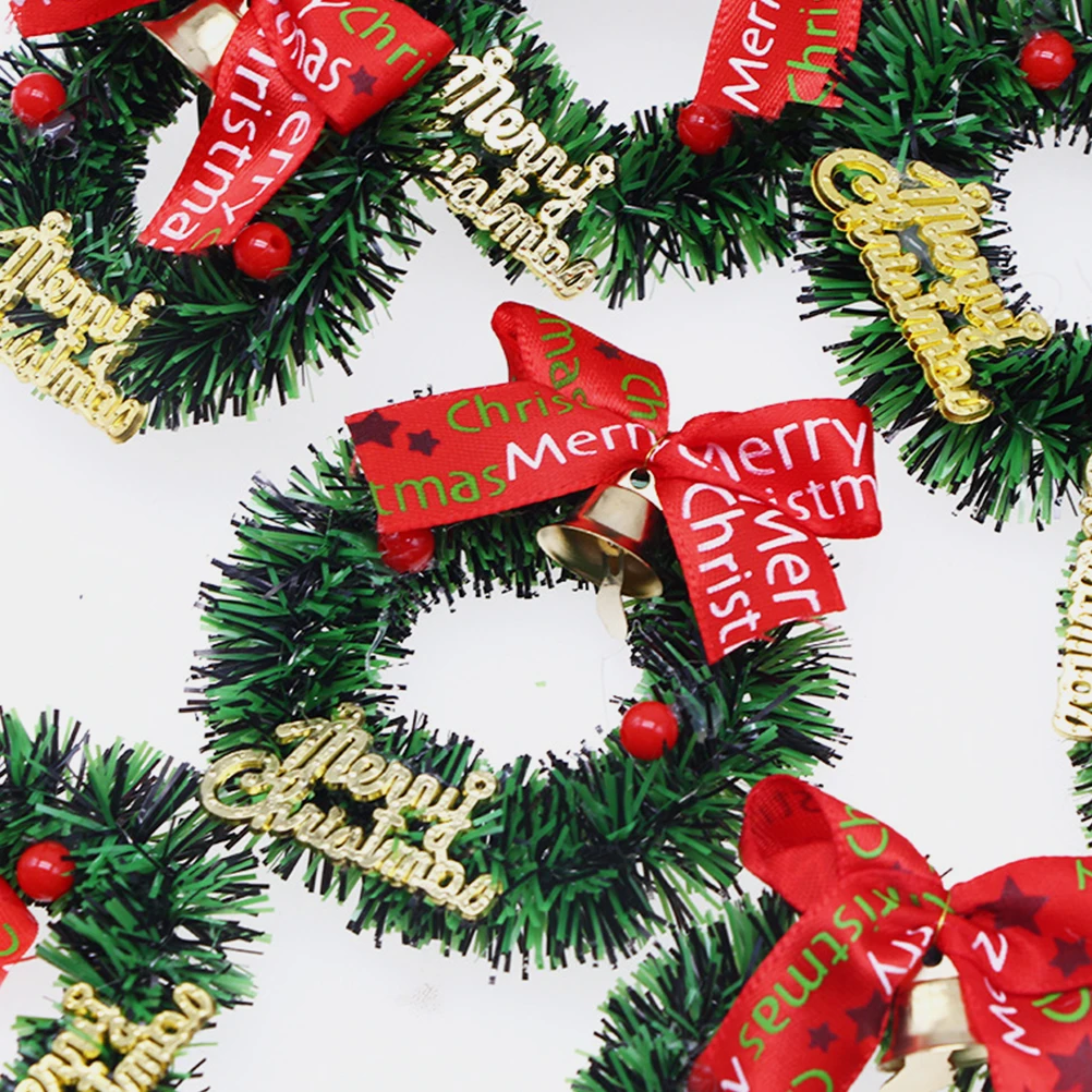 

10Pcs Mini Christmas Wreath Decor Simulated Wreaths for Holiday DIY Crafts Winter Home Decoration Garland Pendant