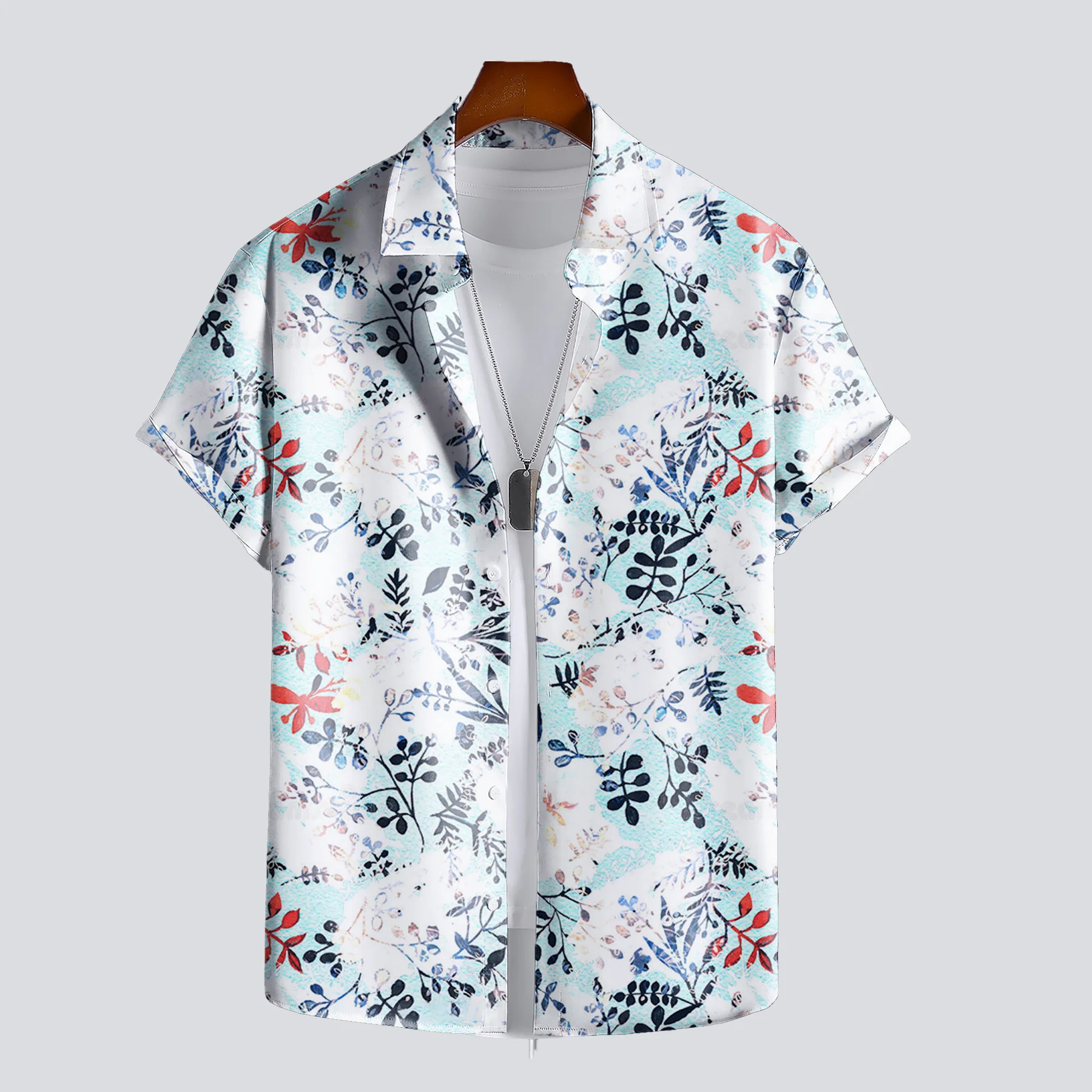 

Men's Summer New 3D Printed Cool Plant Pattern Hawaiian Shirt Casual Printed Floral Short Sleeve Hawaiian Tropical Tops