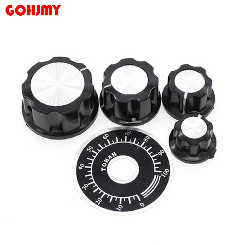 5Sets 5PCS A03 dial knob WTH118 + 5PCS MF-A03 bakelite knob with scale plate sheet scale digital potentiometer