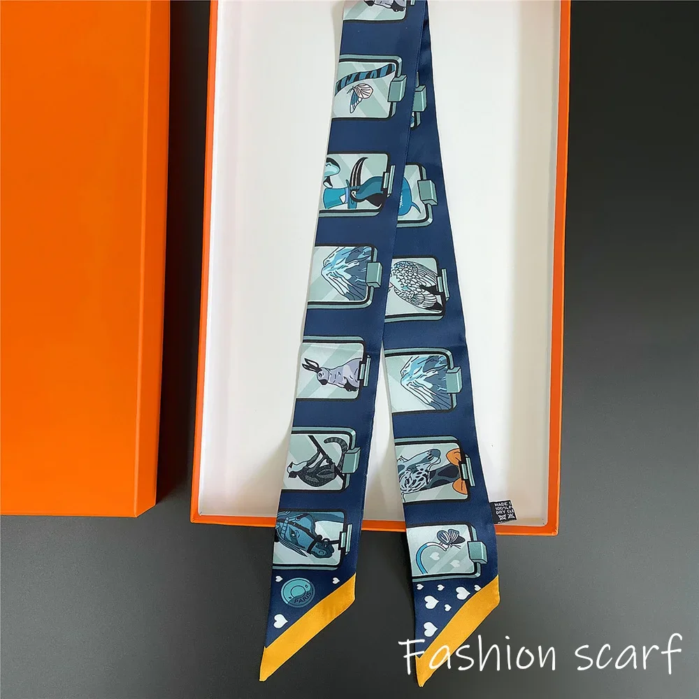 Korean Versatile Chain Tassel High Quality Mulberry Silk Twill Silk Ribbon Wrapping and Binding Bag Handle Ribbon Small Scarf