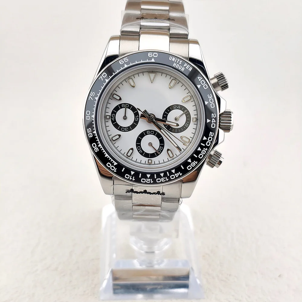 Quartz VK63 Watch Men's Watch Sapphire glass stainlesssteel waterproofcase Metal inlaid ceramic bezel Quartz timing Watch