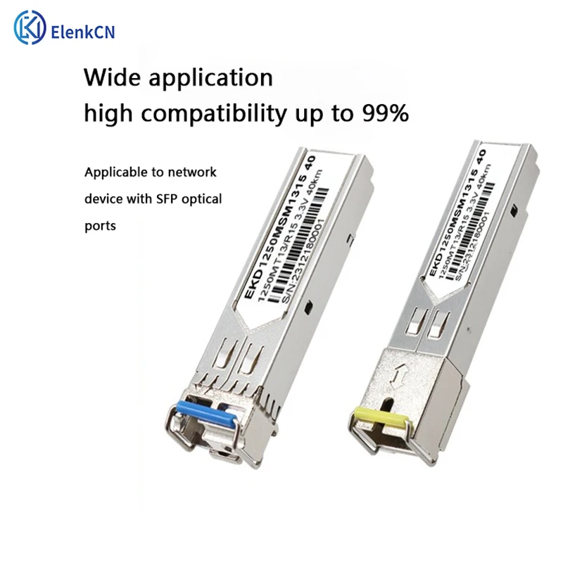 Wtyczkowy moduł optyczny 1.25G SFP z podwójnym interfejsem LC jednomodowy podwójny światłowód 1310nm 10-120km gigabitowy moduł optyczny