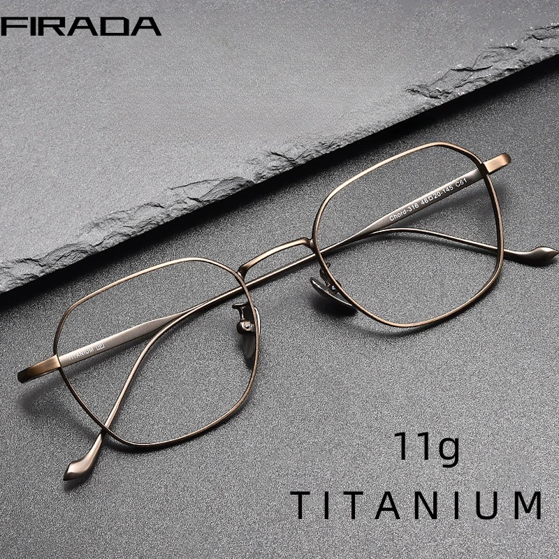 FIRADA Fashion Comfortable Eyeglasses Vintage Luxury Pure Titanium Eyewear Optical Prescription Glasses Frame Men Women 316-C