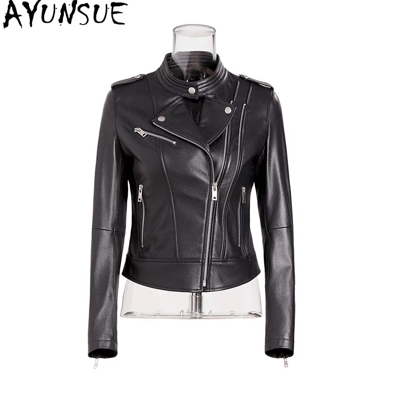 AYUNSUE 100 % Schaffell Echtes Leder Jacke Frau Motorrad Mantel Schlanke Damen Jacken Frühling Herbst Kleidung Nadalха Ж Espero