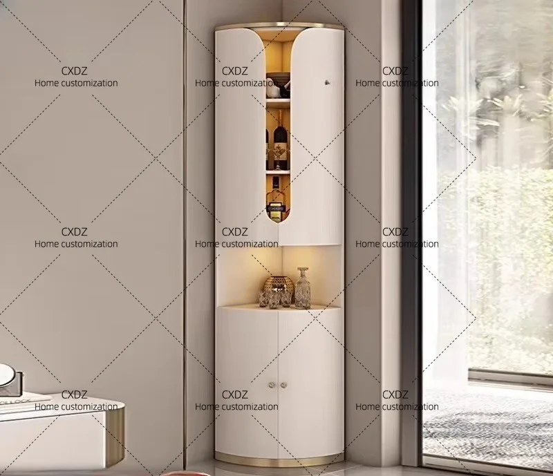 XX Light Luxury Solid Wood Corner Cabinet Modern Simple Wine Cabinet Triangle Cabinet Exquisite Solid Wood Glass High
