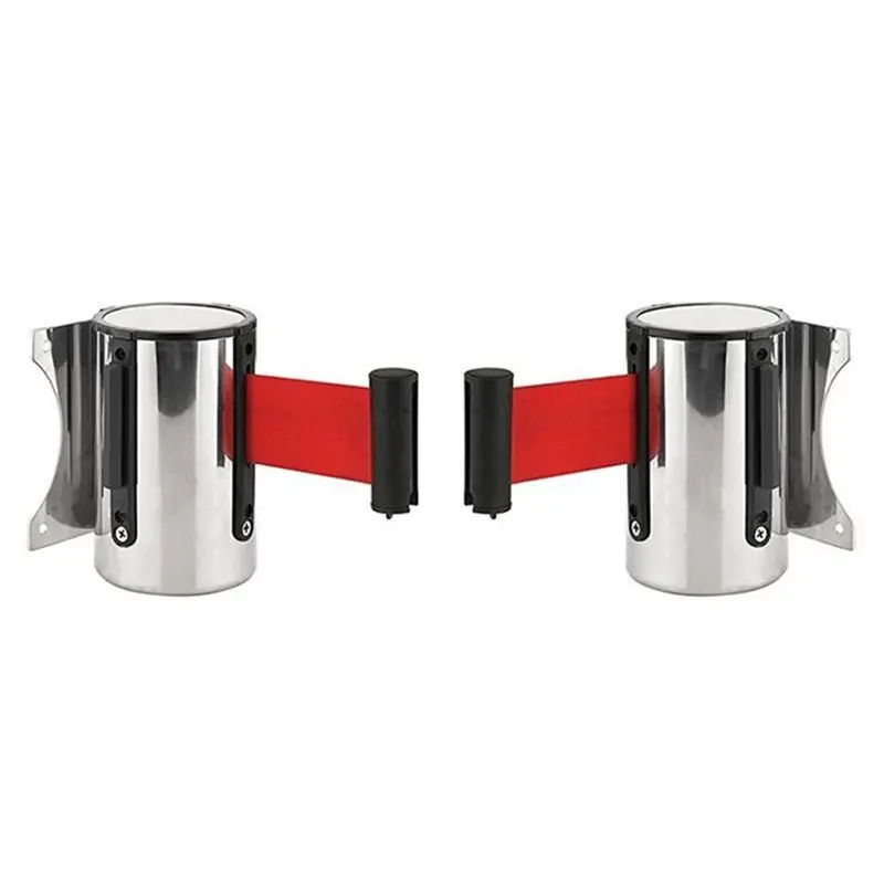 B03C-Retractable Barrier Strip Stainless Steel Housing Wall Mount For Parks For Schools Queue Barriers
