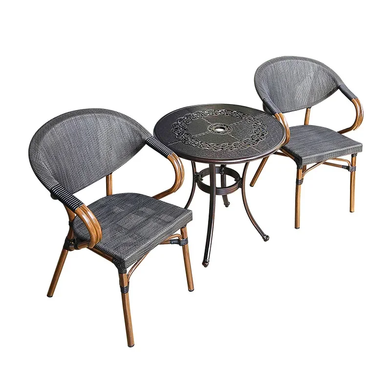 Outdoor cast aluminum tables and chairs simple courtyard garden balcony villa open-air home waterproof sunscreen Internet celebr