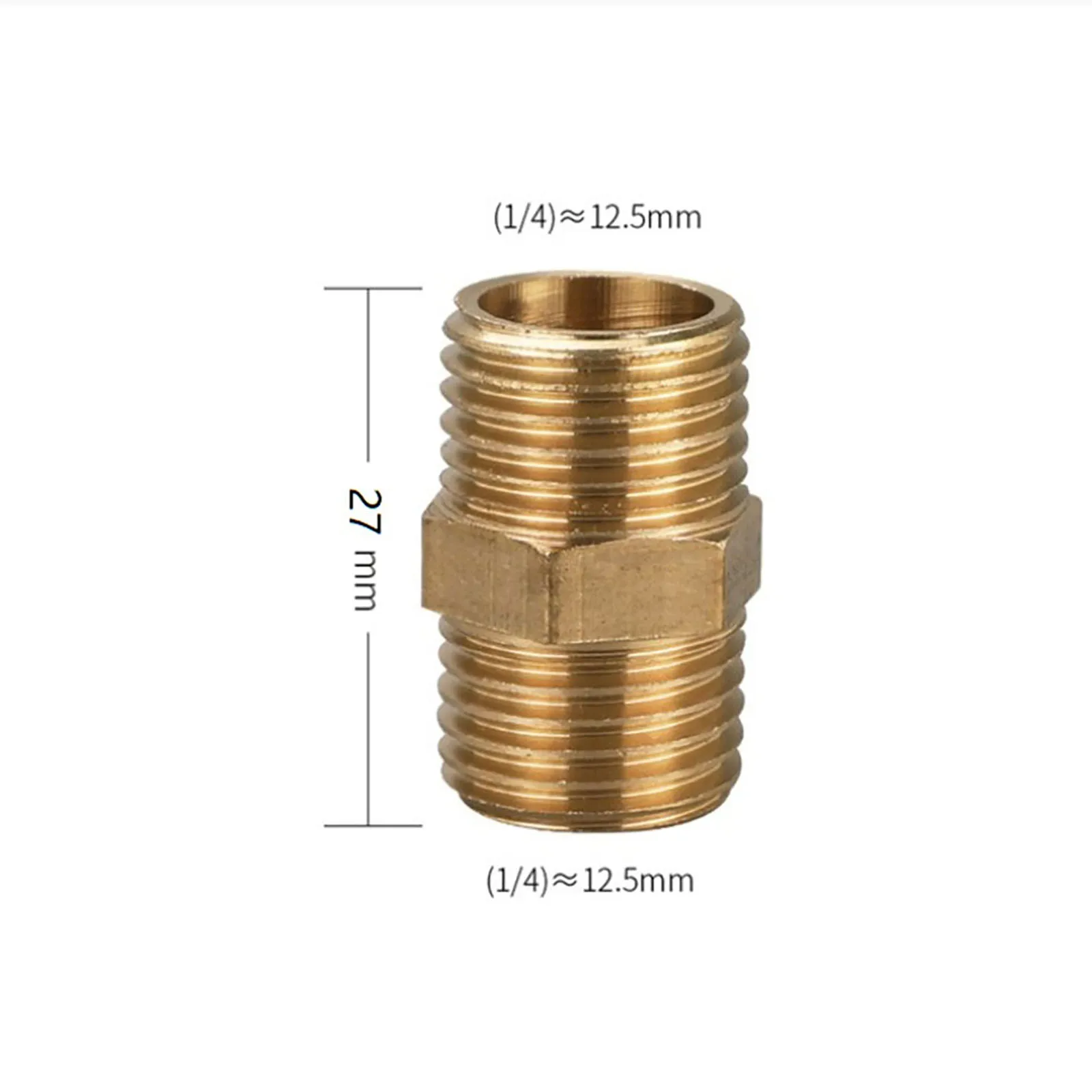 1 4inch Brass Pipe Adapter 27mm Male To Male Accessories Air Line Air Tool Compressor Connector Gold Tone Hex Nipple Hose