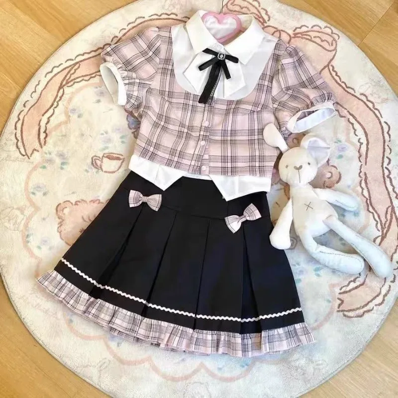 

Japanese Lolita Princess Women's Dress Chic Patchwork Korean Y2k Party Polo Collar Design Cute Female Mini Dresses Woman Clothes