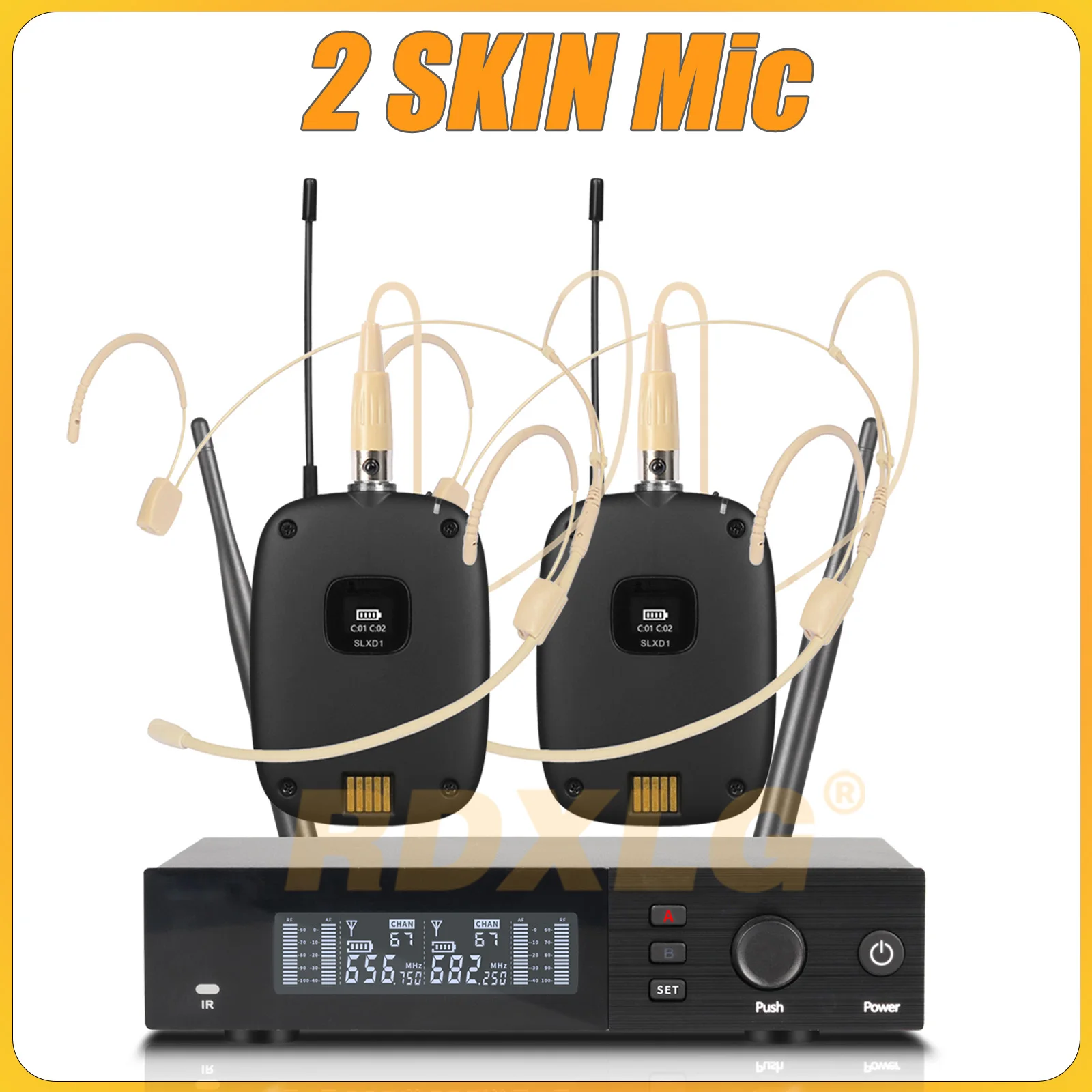Topkwaliteit! SLXD4 Professionele dubbele draadloze microfoon Stage Performance 2 kanalen 600-699 MHz UHF Karaoke Metal Handheld SLXD2